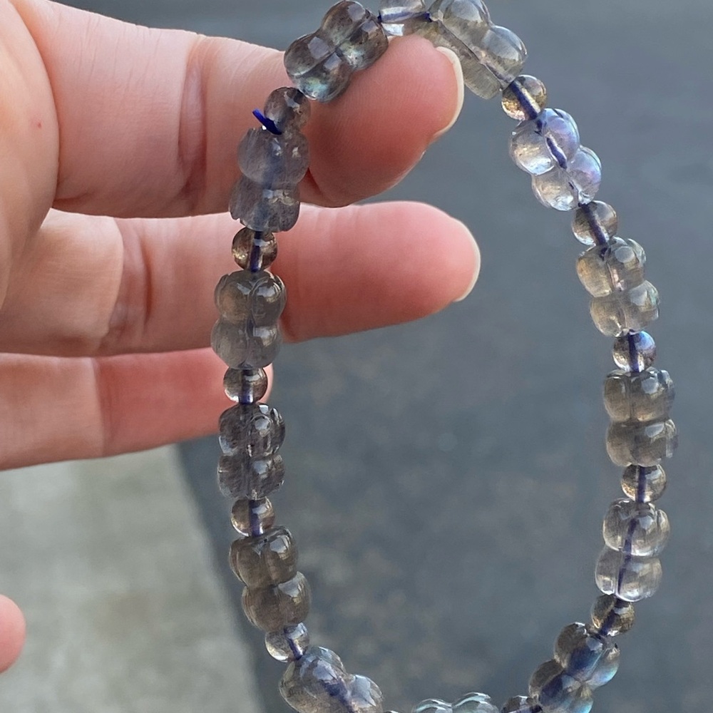 Labradorite Double Lotus Bracelet 6–7mm Flashy